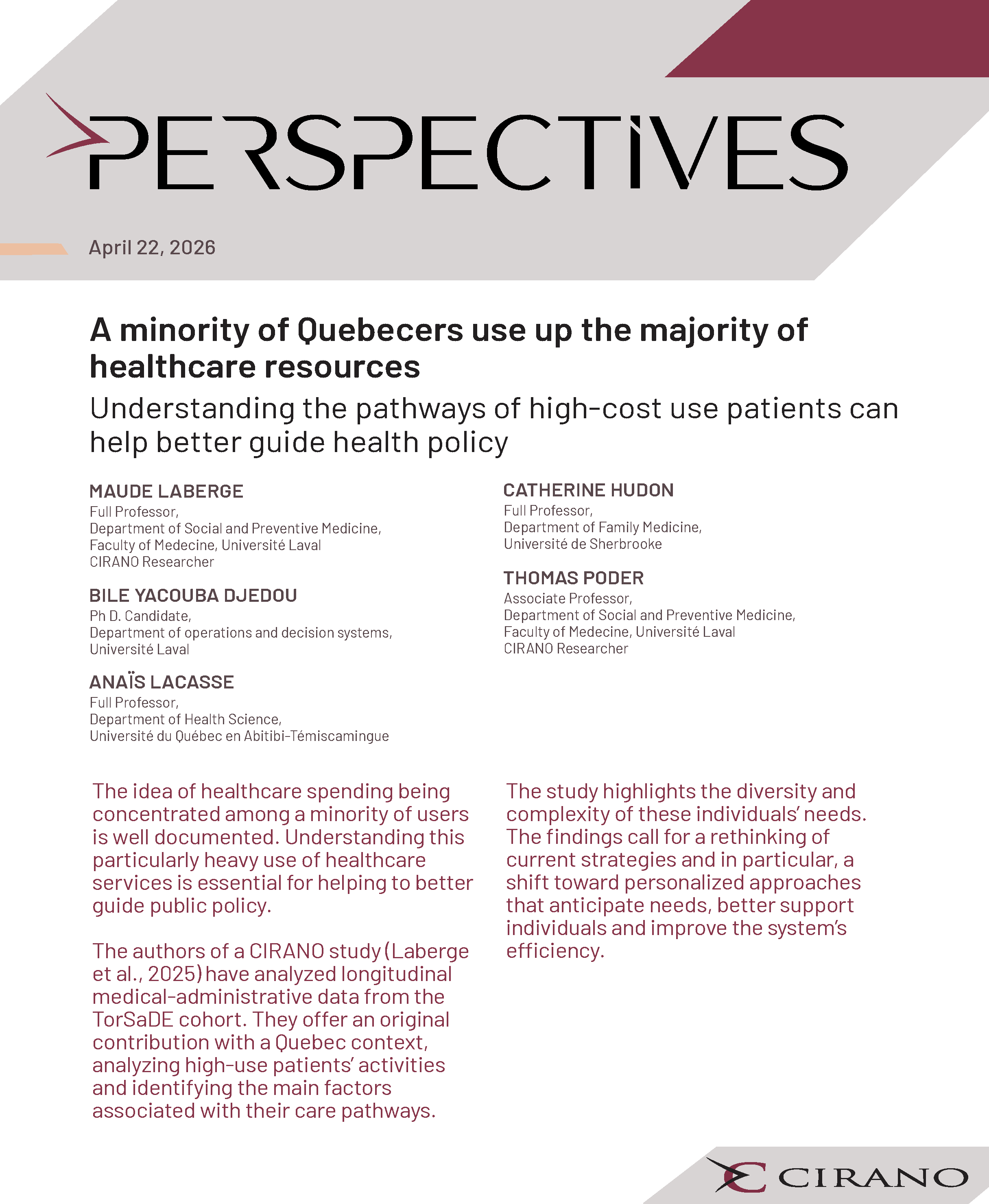 A minority of Quebecers use up the majority of healthcare resources