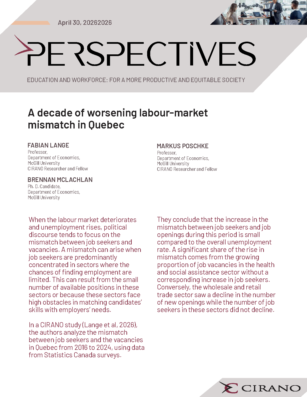 A decade of worsening labour-market mismatch in Quebec